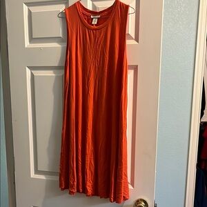 Westbound Orange Ribbed Sleeveless Midi Sundress